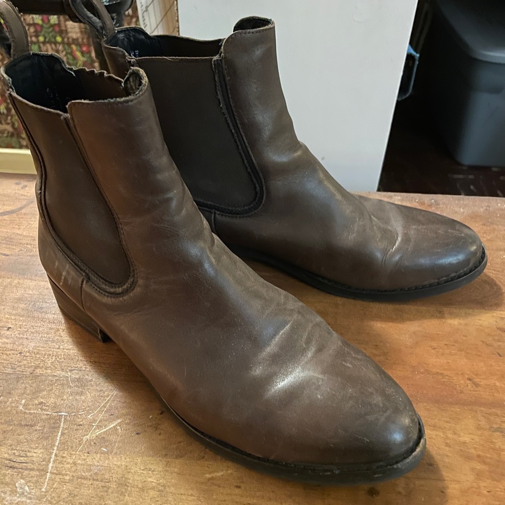 Thursday Boot Co Brown Chelsea Boots with Elastic Panels and Pointed Toe